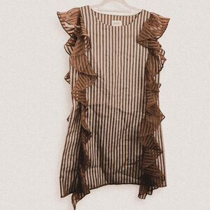 Koch Noah shift Semi-Sheer Striped Ruffle Dress | Indie Luxe Quiet Boho Minimal
